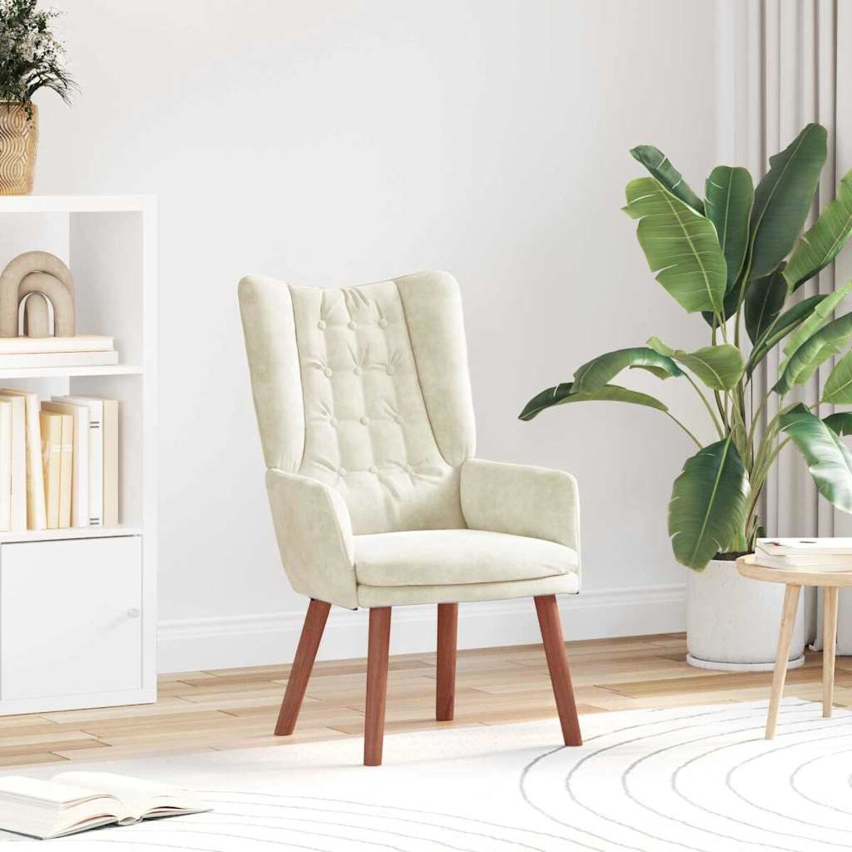 vidaXL Fotel relaksacyjny Kremowy 63 x 67 x 94 cm Aksamit