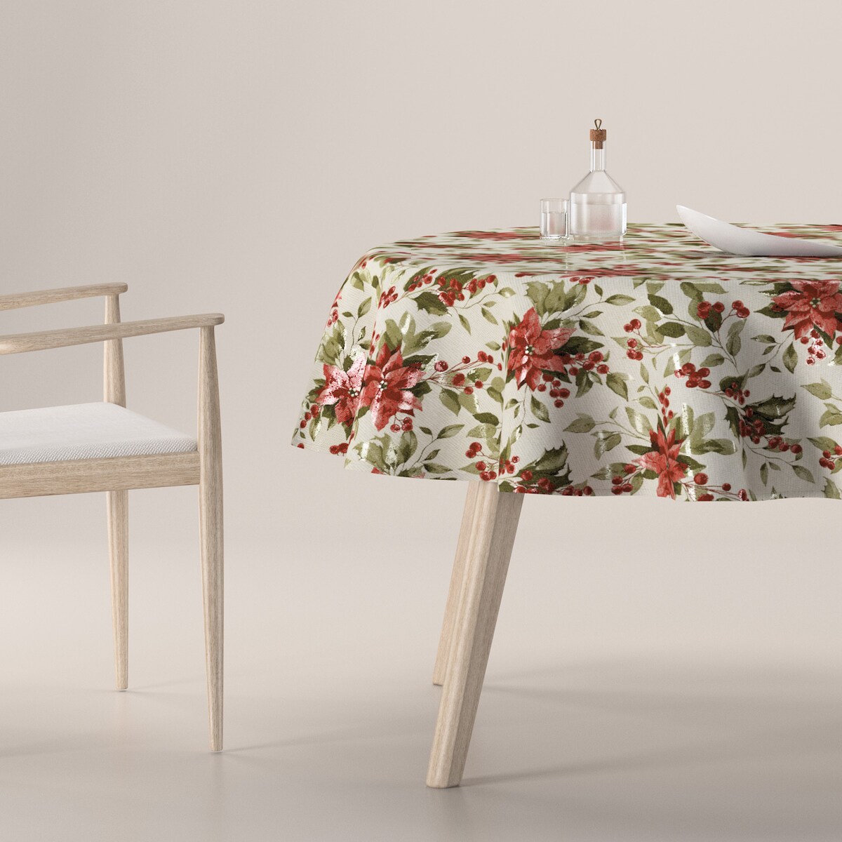 Obrus okrągły 130 x 130 cm gwiazda betlejemska