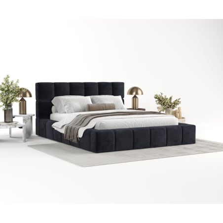 Łóżko tapicerowane PAROS 200x200 z pojemnikiem, Czarny, tkanina Terra NW 99