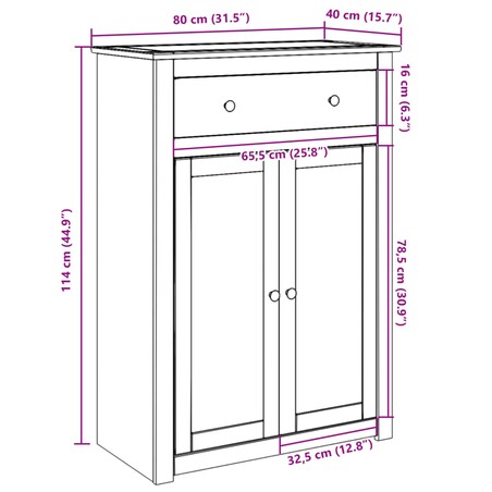 vidaXL Szafka na buty PANAMA, 80x40x114 cm, lite drewno sosnowe