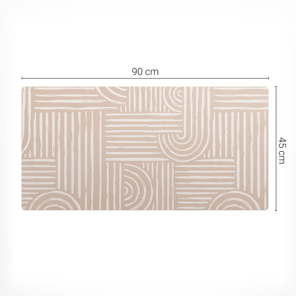 Beżowa mata na biurko Geometryczne linie, 90x45 cm