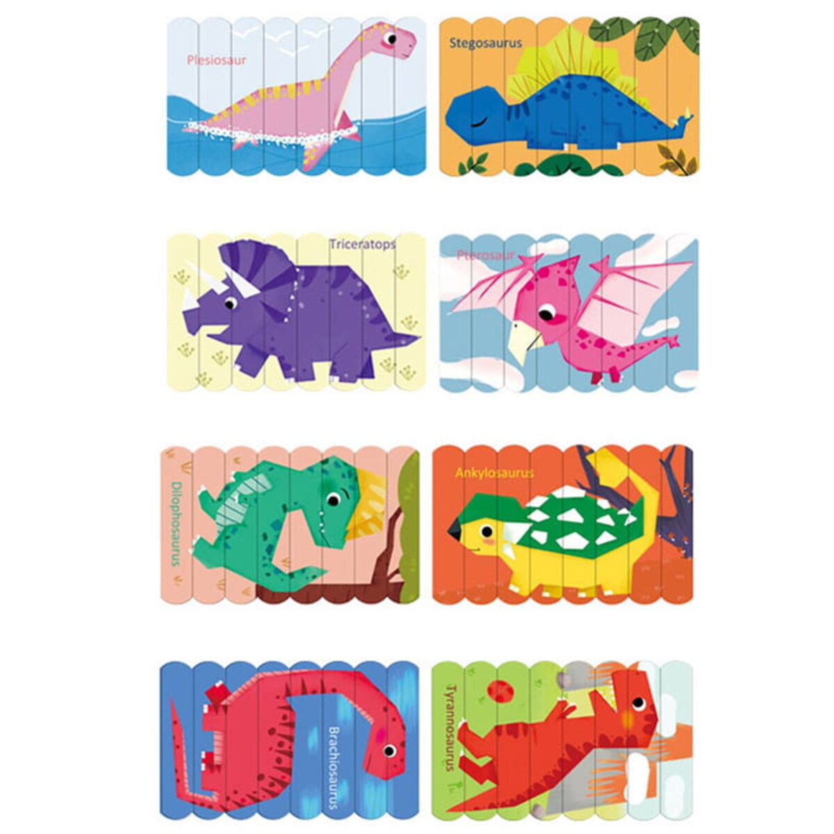 Puzzle drewniane Montessori - Lodowe patyczki Dinozaury
