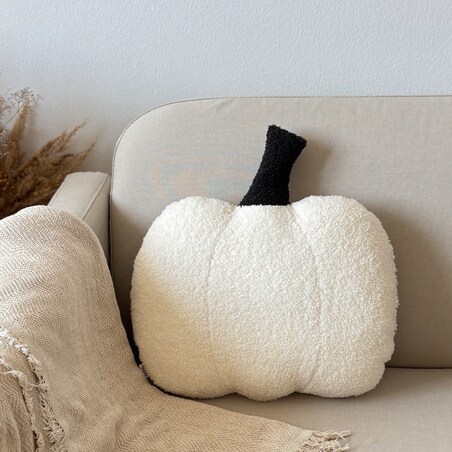Poduszka jesienna Dynia boucle biała