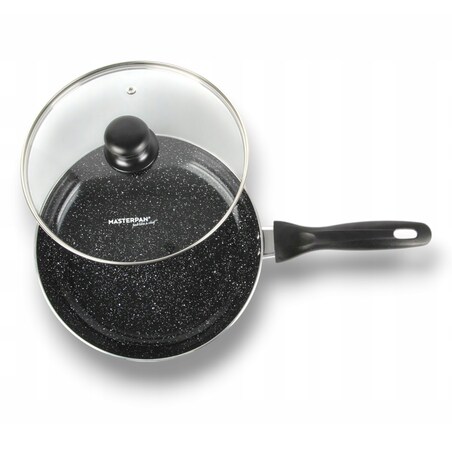 Patelnia Granitowa Pokrywka 18 Cm Plaster Miodu Indukcja Gaz 0.6L Wysoka 4.0