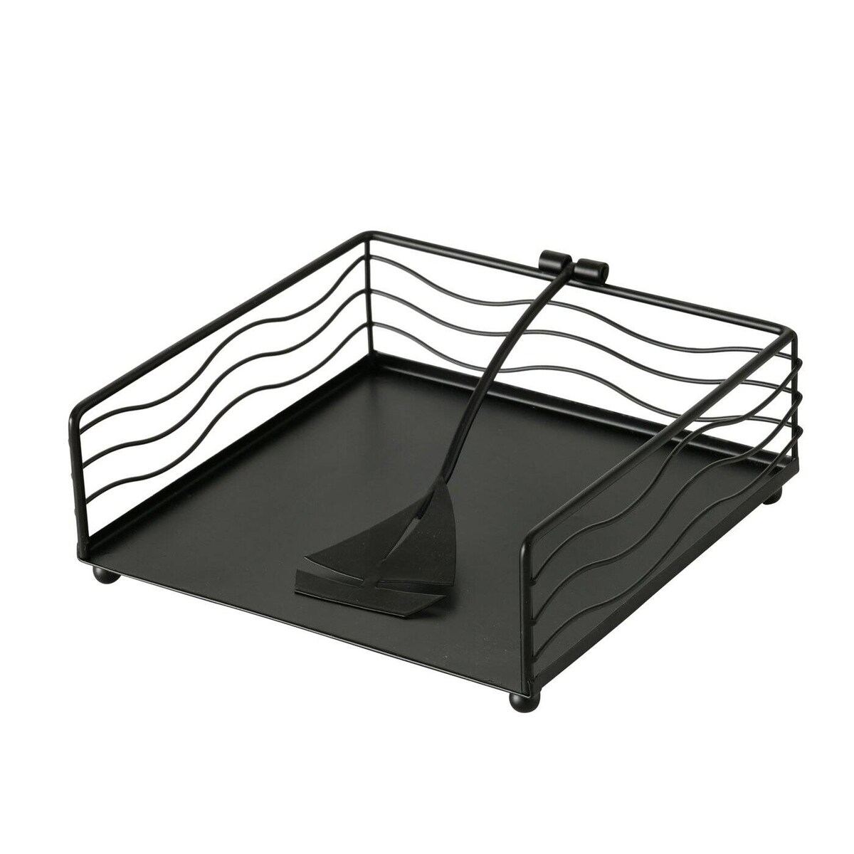 Serwetnik czarny metalowy SHIRIN, 17 x 17 cm