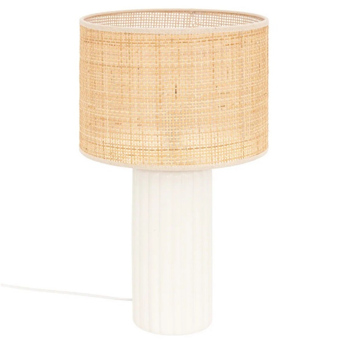 Lampa stołowa ceramiczna z placionym abażurem