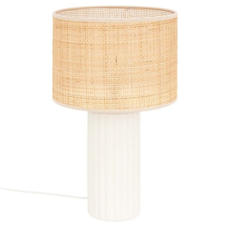 Lampa stołowa ceramiczna z placionym abażurem