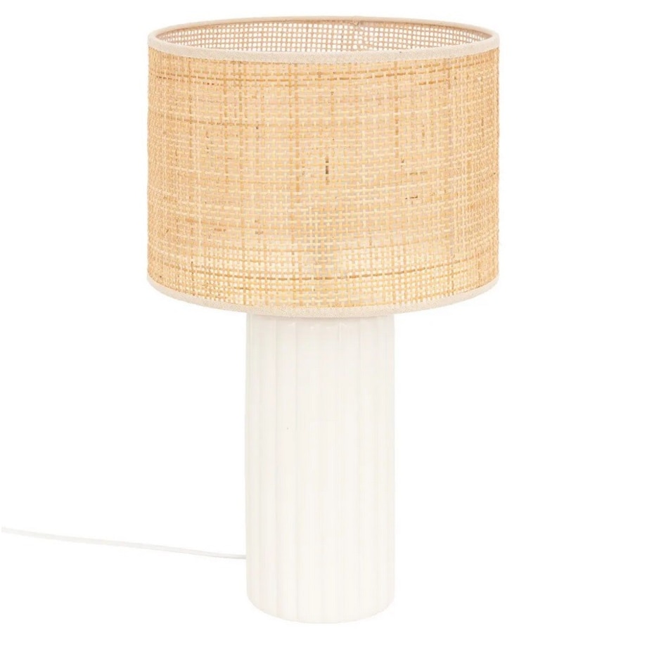 Lampa stołowa ceramiczna z placionym abażurem