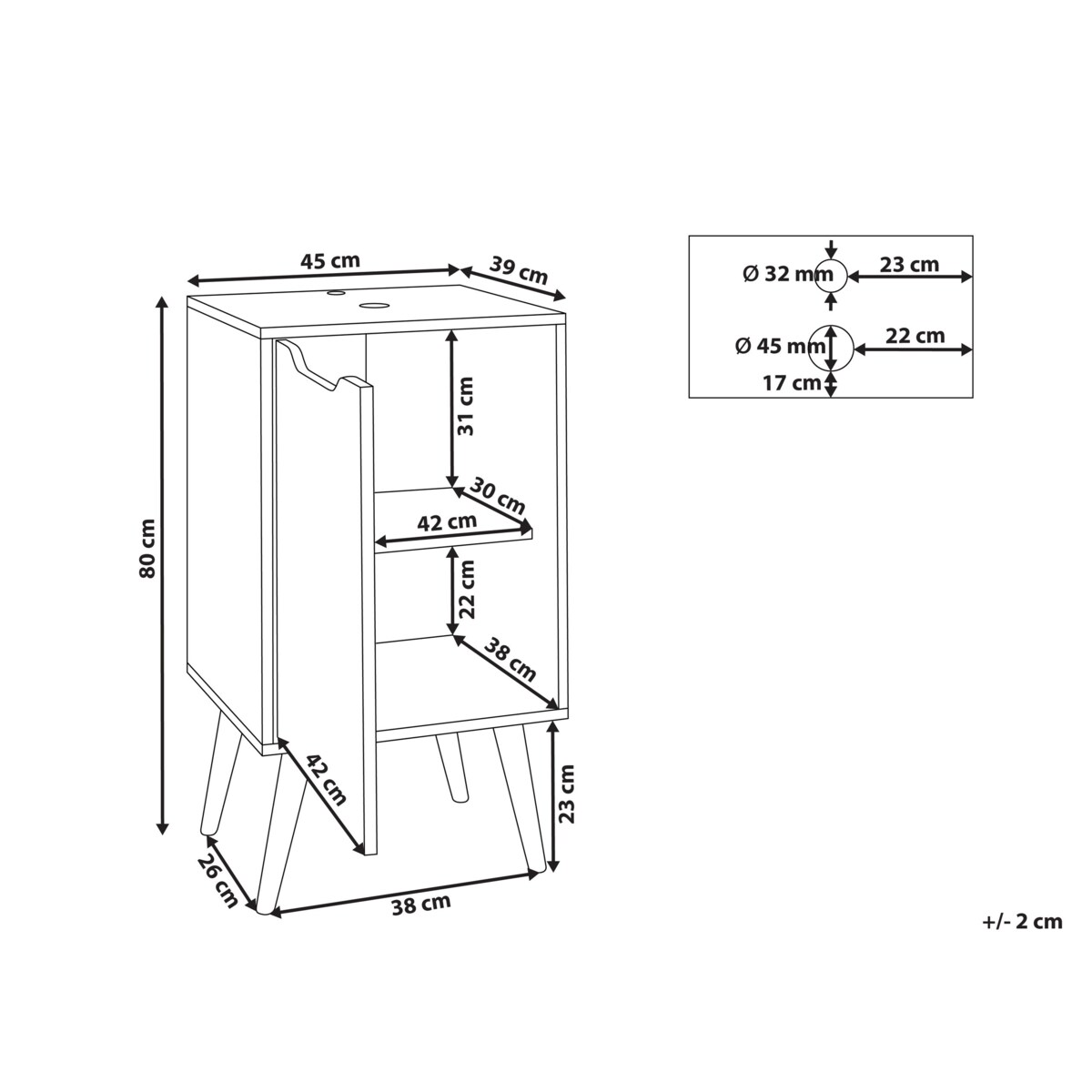 Szafka pod umywalkę FRANCA 45 cm Jasnobrązowy