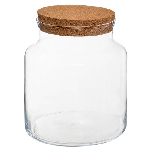 Szklany wazon z korkiem na las w słoiku, wys. 21,5 cm