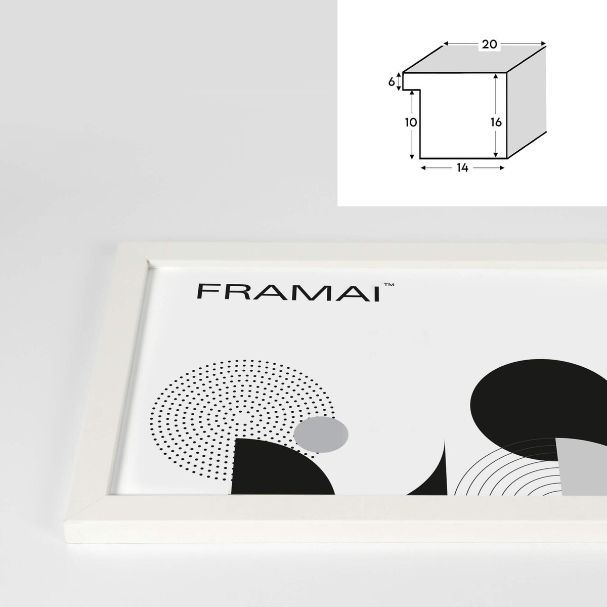 Ramka na zdjęcia 50x50 cm biała rama MDF z plexi do powieszenia pion poziom klasyczna kwadratowa ramka FRAMAI®