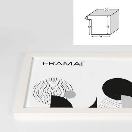 Ramka na zdjęcia 50x50 cm biała rama MDF z plexi do powieszenia pion poziom klasyczna kwadratowa ramka FRAMAI®