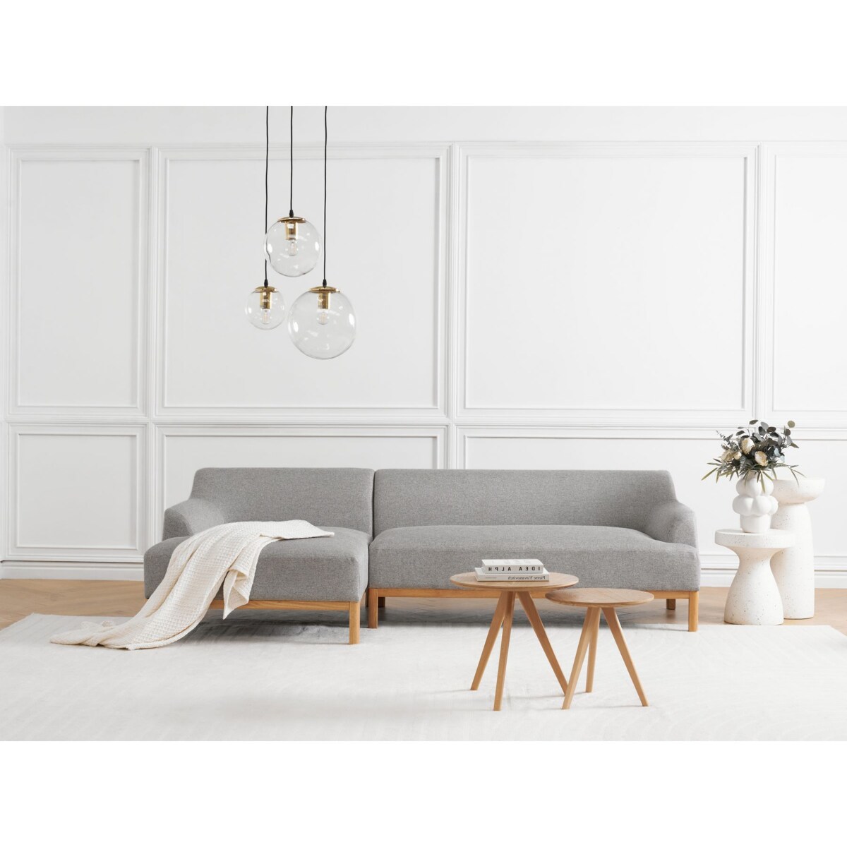 Sofa narożna prawostronna SOSJO Szary Tkanina