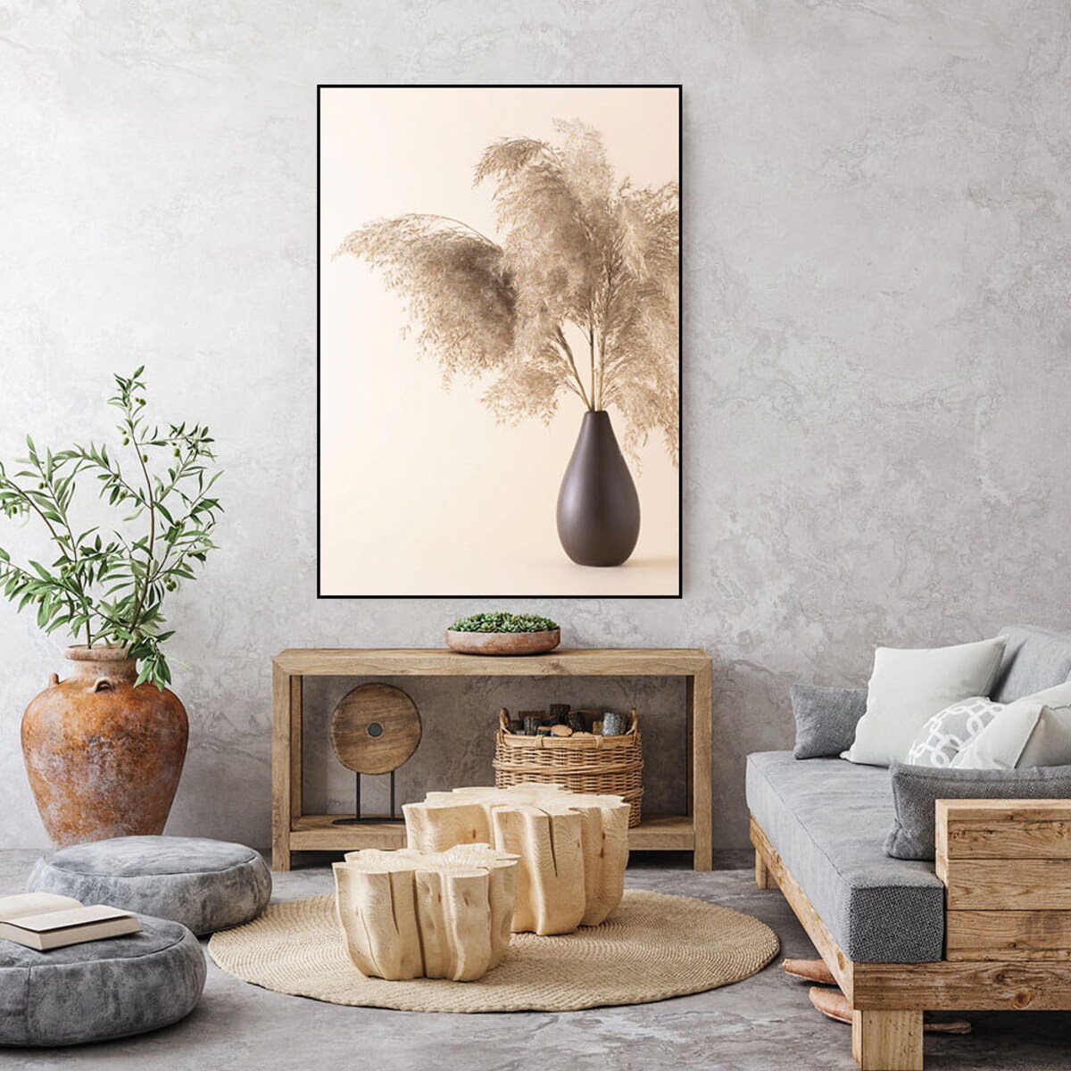 plakat trawa pampasowa w wazonie 30x40 cm