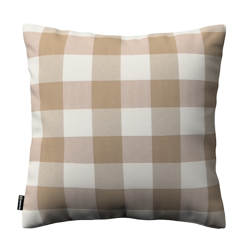 Poszewka Kinga na poduszkę 60x60 beżowo-biała krata (5,5x5,5cm)