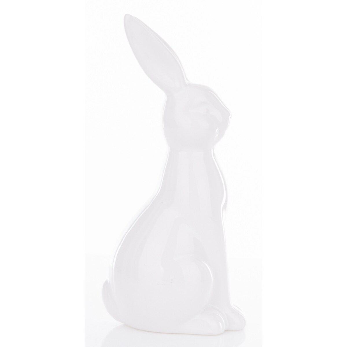 Dekoracja - siedzący biały królik 18x13x13 cm BIAŁEK