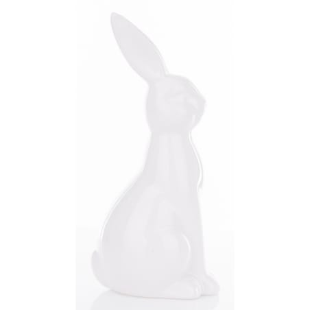 Dekoracja - siedzący biały królik 18x13x13 cm BIAŁEK