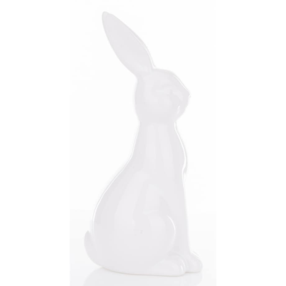 Dekoracja - siedzący biały królik 18x13x13 cm BIAŁEK