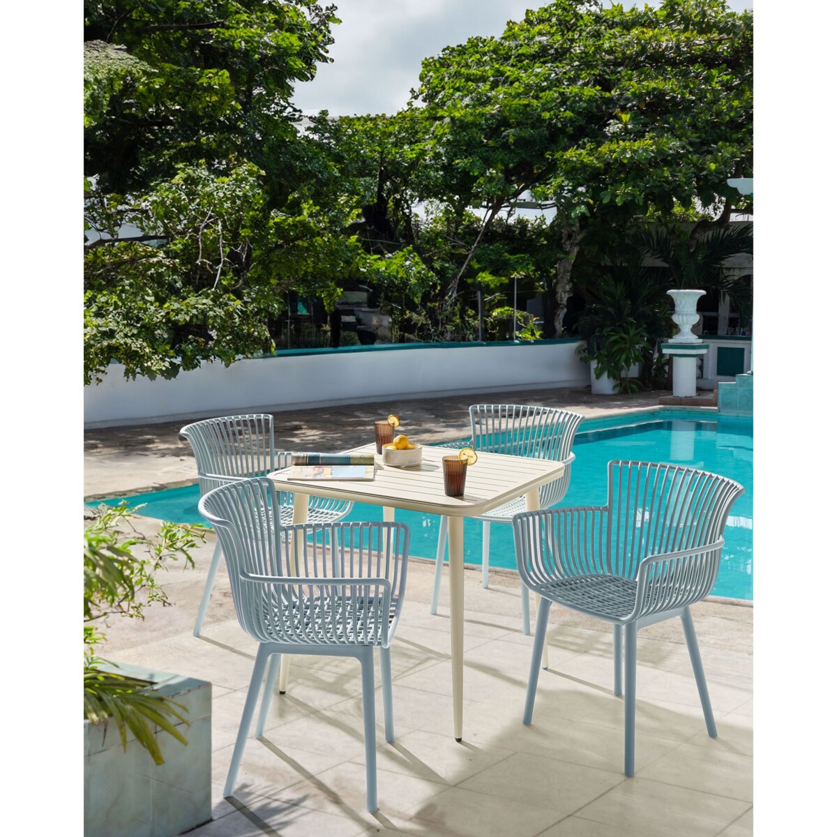 Zestaw 4 krzeseł ogrodowych PESARO Błękitny