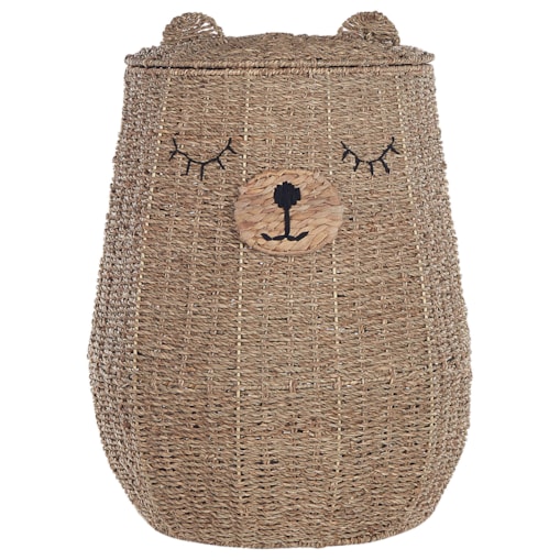 Kosz pleciony miś z trawy morskiej naturalny FULAN