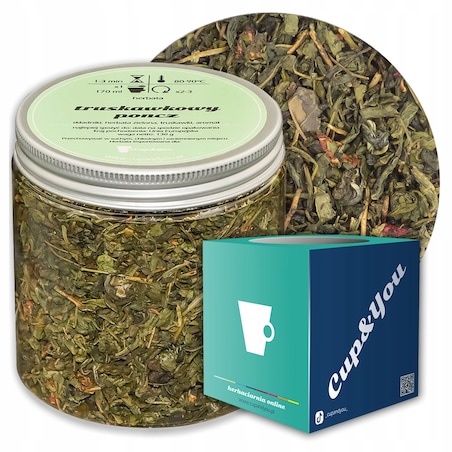 Herbata zielona TRUSKAWKOWY PONCZ o smaku truskawkowego ponczu PREMIUM - herbata liściasta sypana mieszanka napar susz - gotowa na prezent upominek