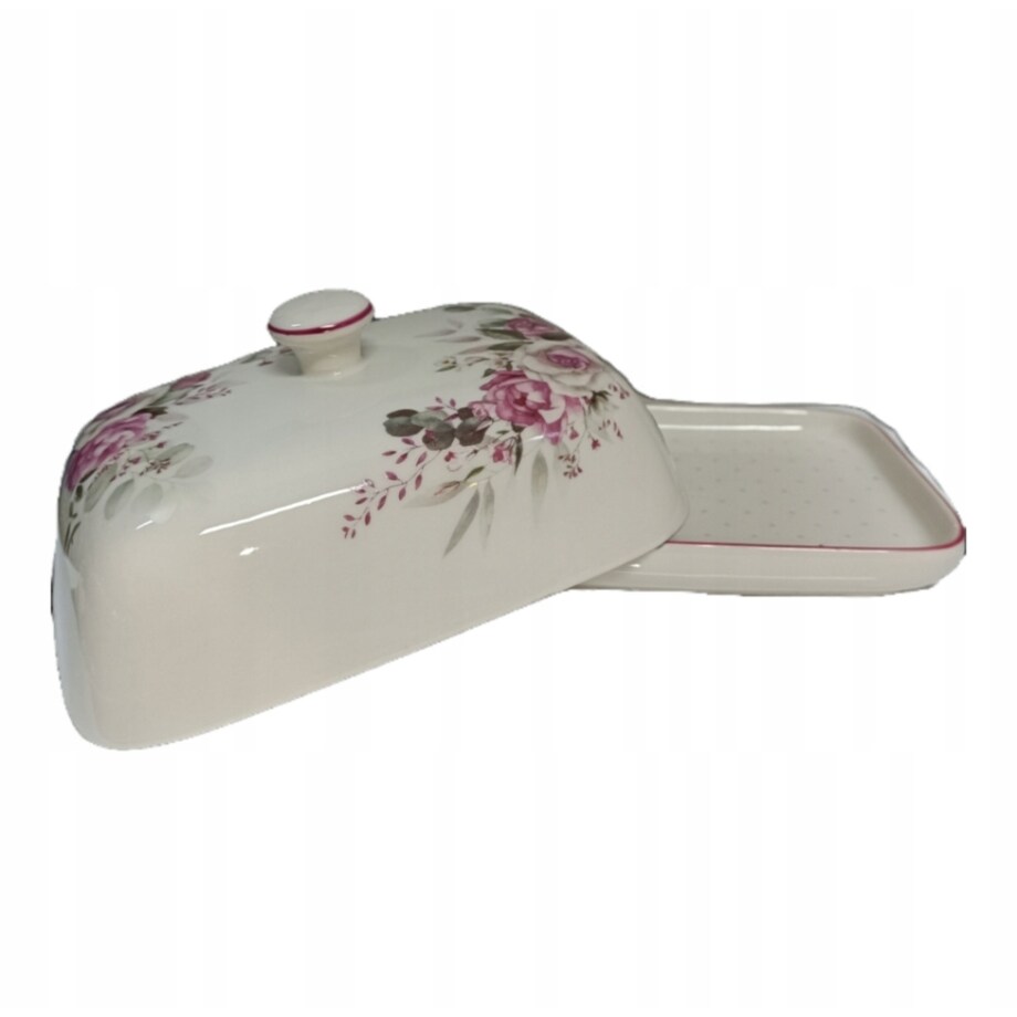 MASELNICZKA CERAMIKA na masło pojemnik w róże na prezent mama box jadalnia