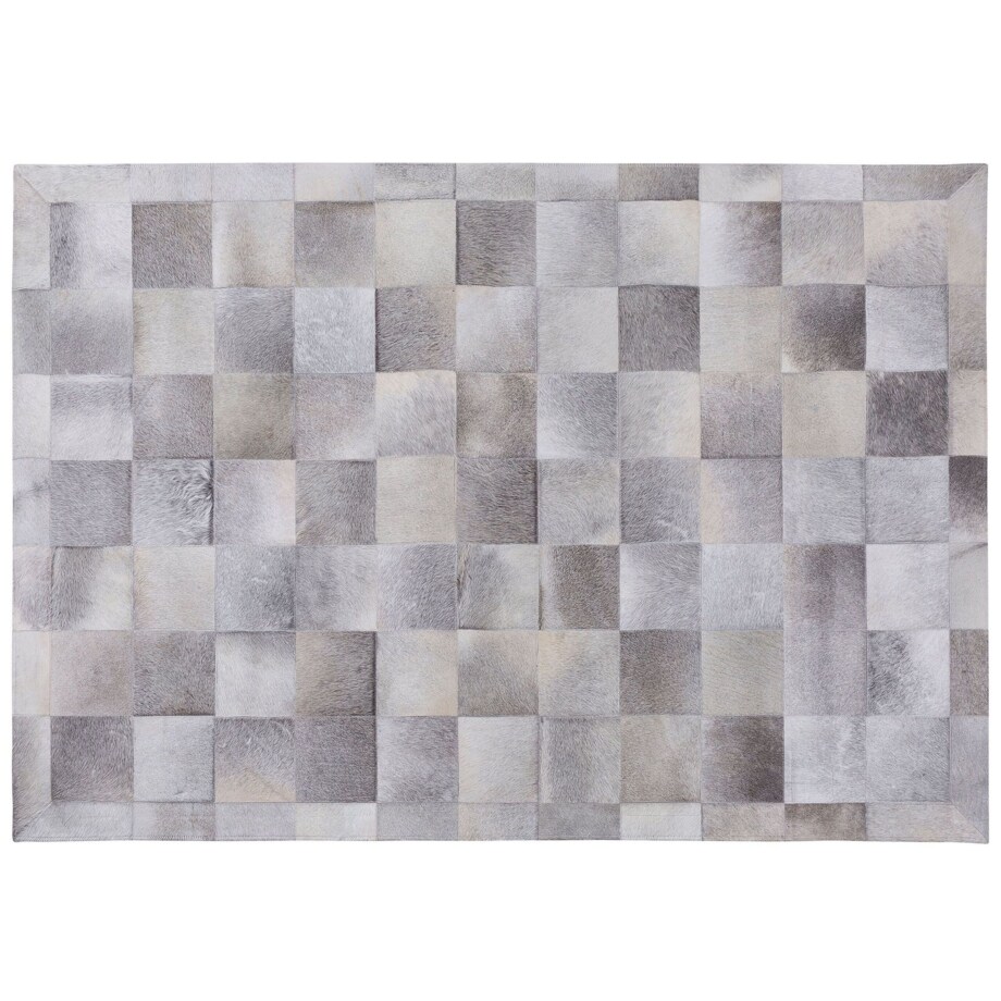 Dywan patchwork skórzany 160 x 230 cm szary ALACAM