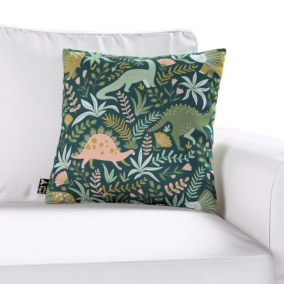 Poszewka Milly 43x43 dinozaury na zielonym tle