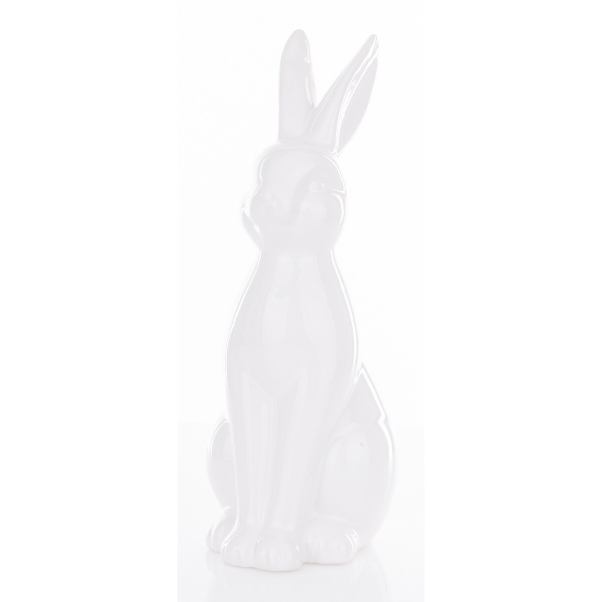 Dekoracja - siedzący biały królik 18x13x13 cm BIAŁEK