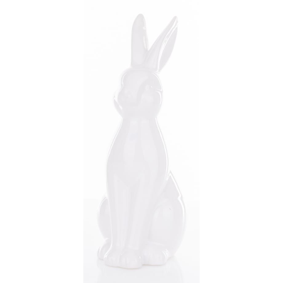 Dekoracja - siedzący biały królik 18x13x13 cm BIAŁEK