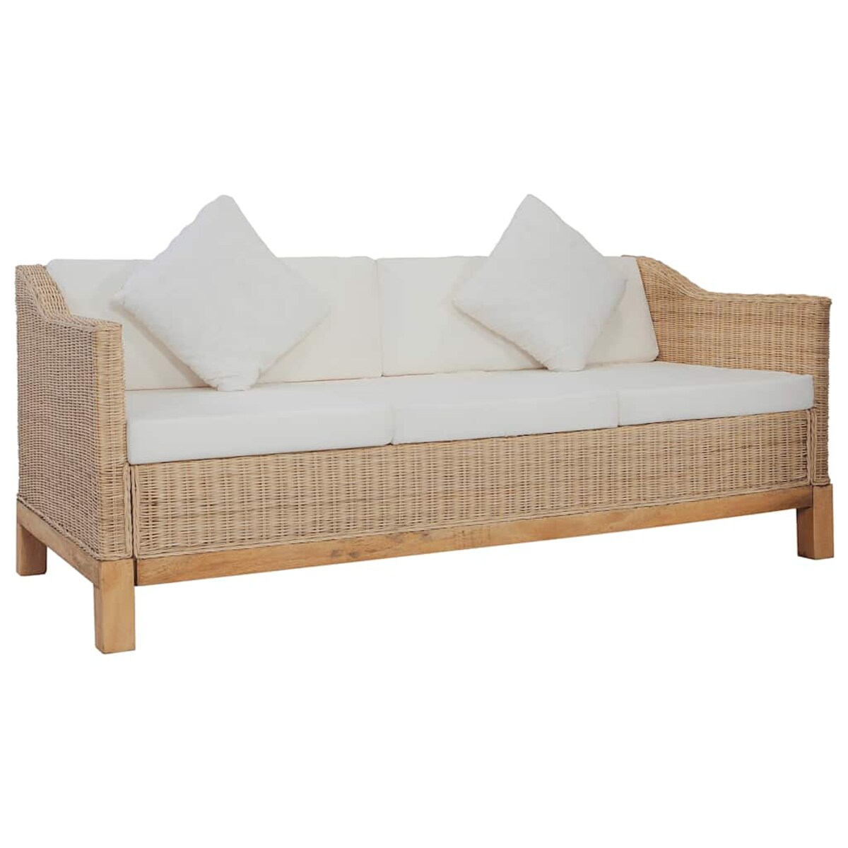 vidaXL 3-osobowa sofa z poduszkami, naturalny rattan