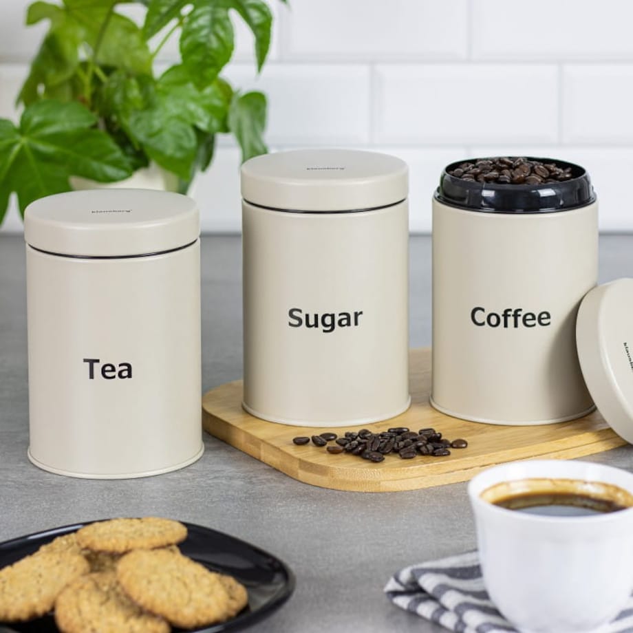 Zestaw 3 pojemników kuchennych beżowy KLAUSBERG