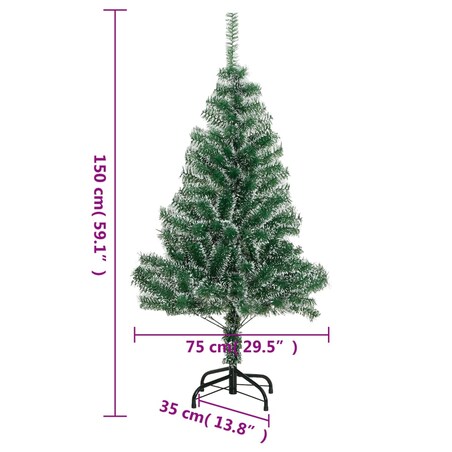 vidaXL Sztuczna choinka, ośnieżona, zielona, 150 cm