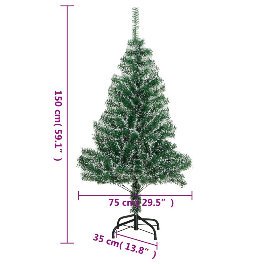 vidaXL Sztuczna choinka, ośnieżona, zielona, 150 cm