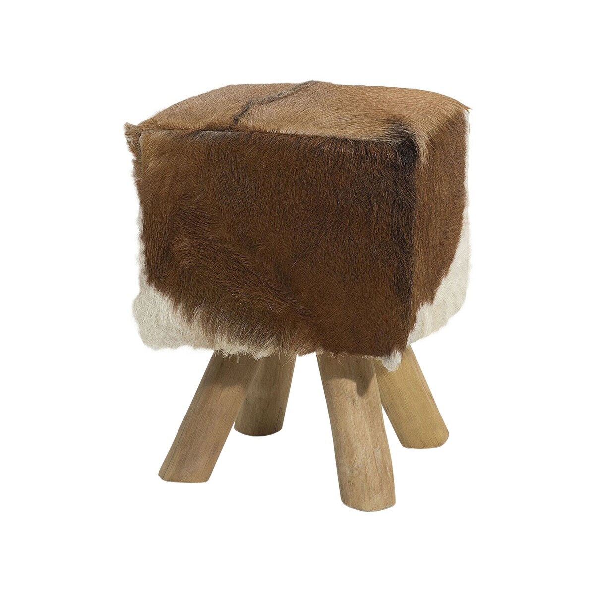 Stołek skórzany brązowy DALTON