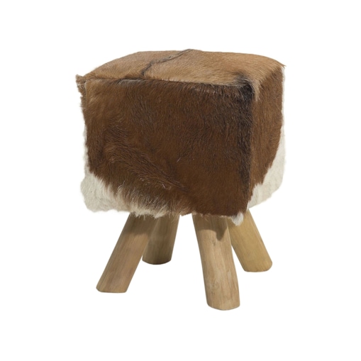 Stołek skórzany brązowy DALTON