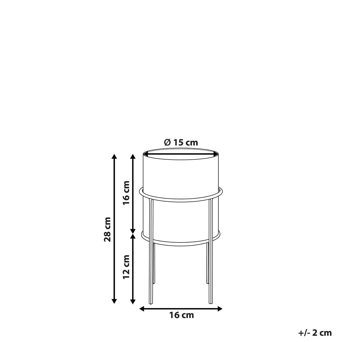Donica na nóżkach MILEA Metal 16 cm Czarny