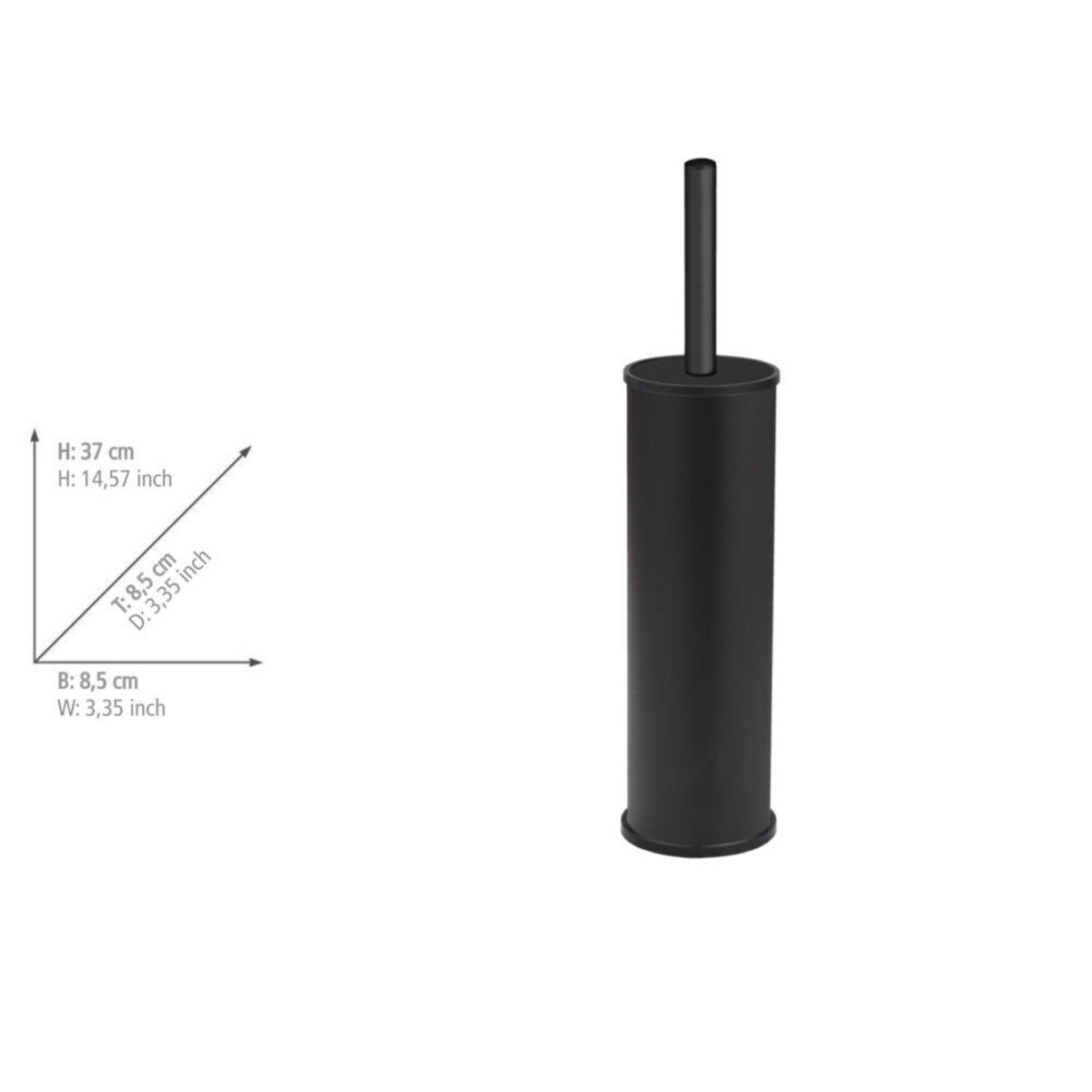 Szczotka WC ze szczelnym pojemnikiem ze stali nierdzewnej OLMEDO, Ø 8,5 cm