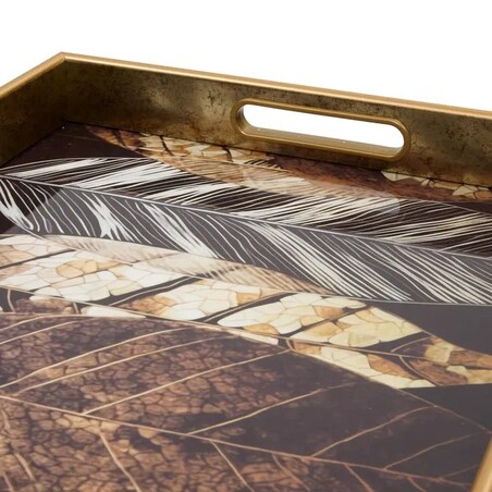 Taca dekoracyjna z motywem liściasto-marmurowym, Elya, 43x30 cm