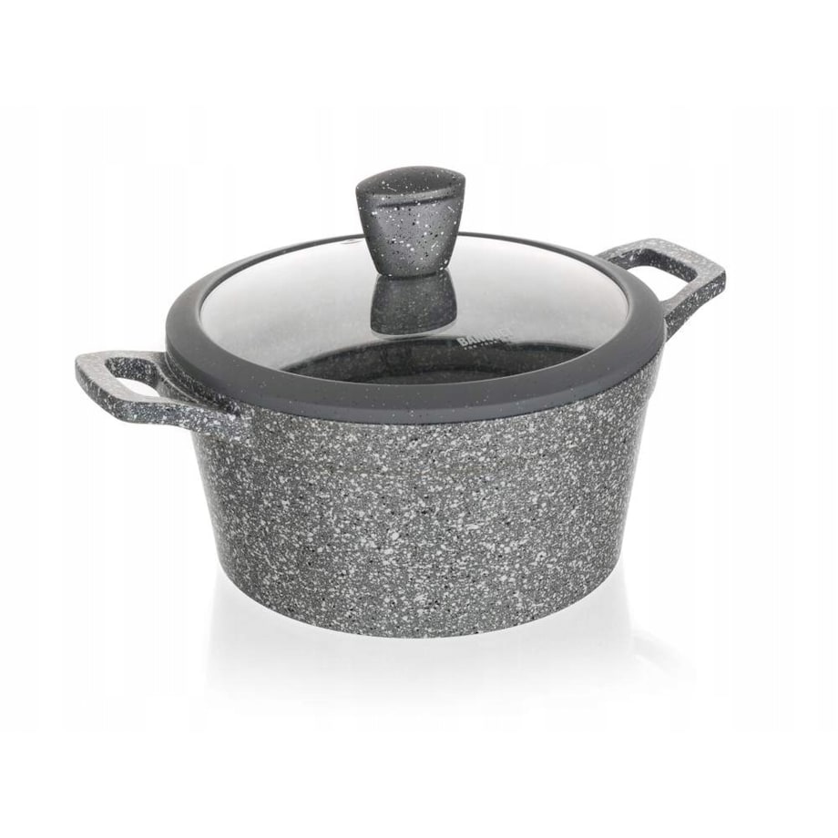 DUŻY GARNEK GRANITE szary 28 cm do gotowania POKRYWKA 6,4 L obiad zupa