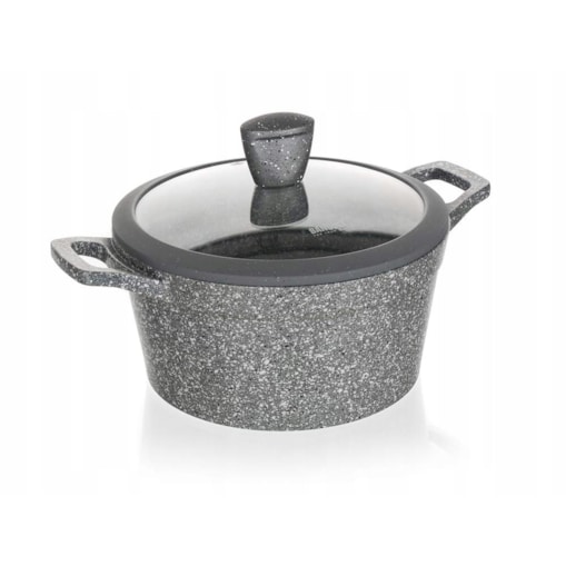 DUŻY GARNEK GRANITE szary 28 cm do gotowania POKRYWKA 6,4 L obiad zupa