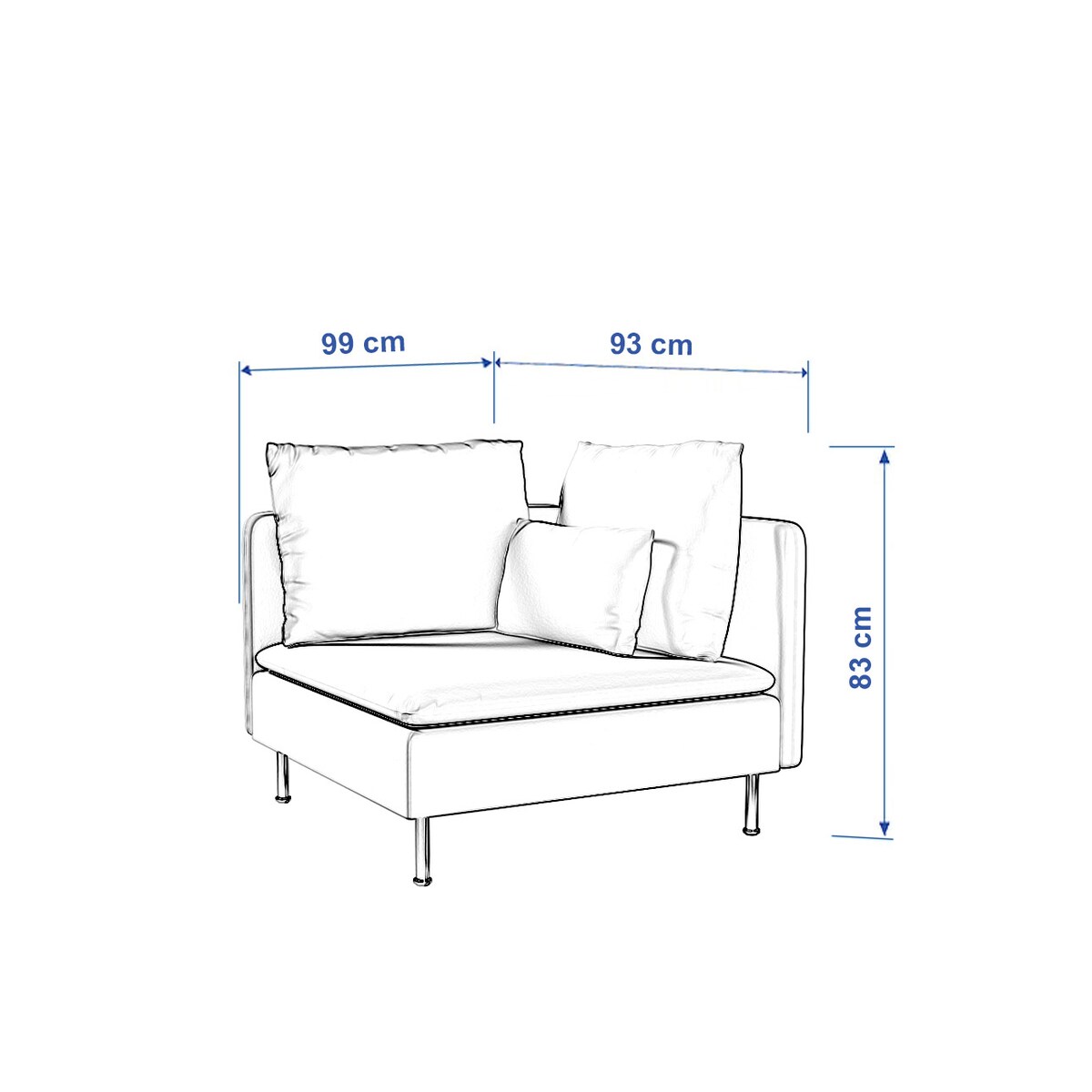 Pokrowiec na sekcję narożną Söderhamn, miętowe łuki na kremowym tle, 99 x 93 x 83 cm, Cosy Home