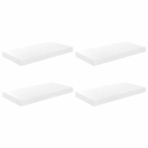vidaXL Półki ścienne, 4 szt., wysoki połysk, białe, 50x23x3,8 cm, MDF