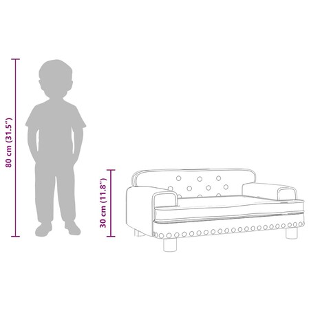 vidaXL Sofa dla dzieci, brązowa, 70x45x30 cm, aksamit