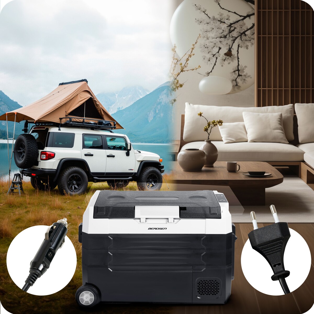 Lodówka turystyczna kompresorowa samochodowa zamrażarka Berdsen 12V 100-240V 40l