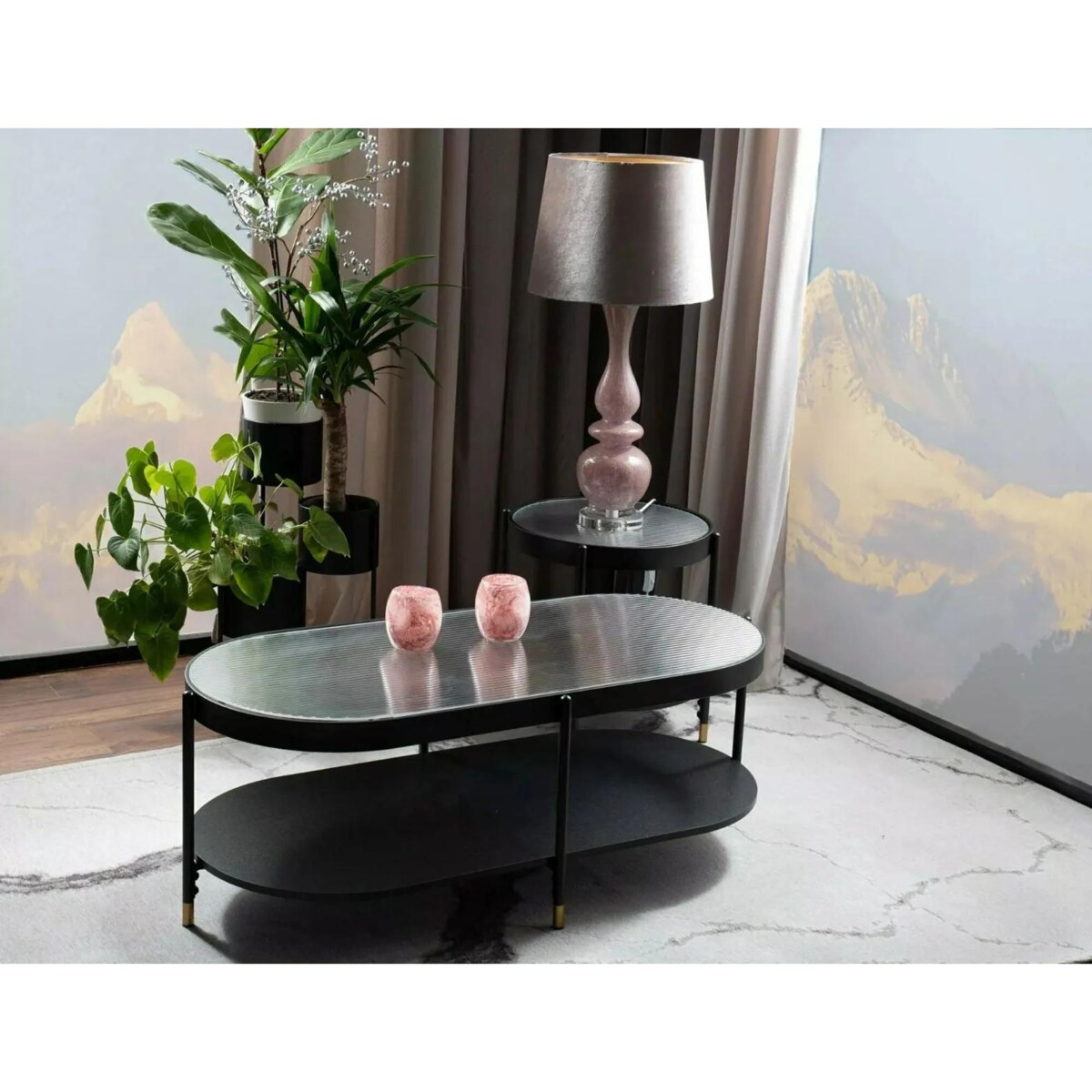 Ława LAGUNA B 110x50 transparentna/czarny mat