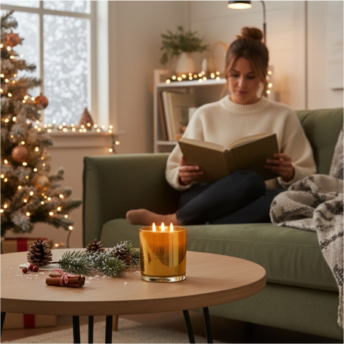 Świeca Szklana Świeczka Świąteczna Dekoracja Świąteczna 40H Palenia Żółta