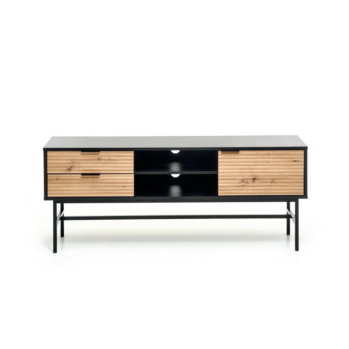 SZAFKA RTV Nihala 150/40/61 cm CZARNA fronty dąb artisan