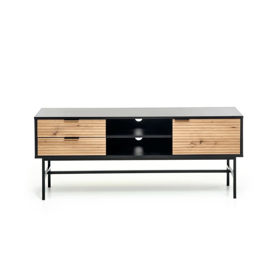 SZAFKA RTV Nihala 150/40/61 cm CZARNA fronty dąb artisan