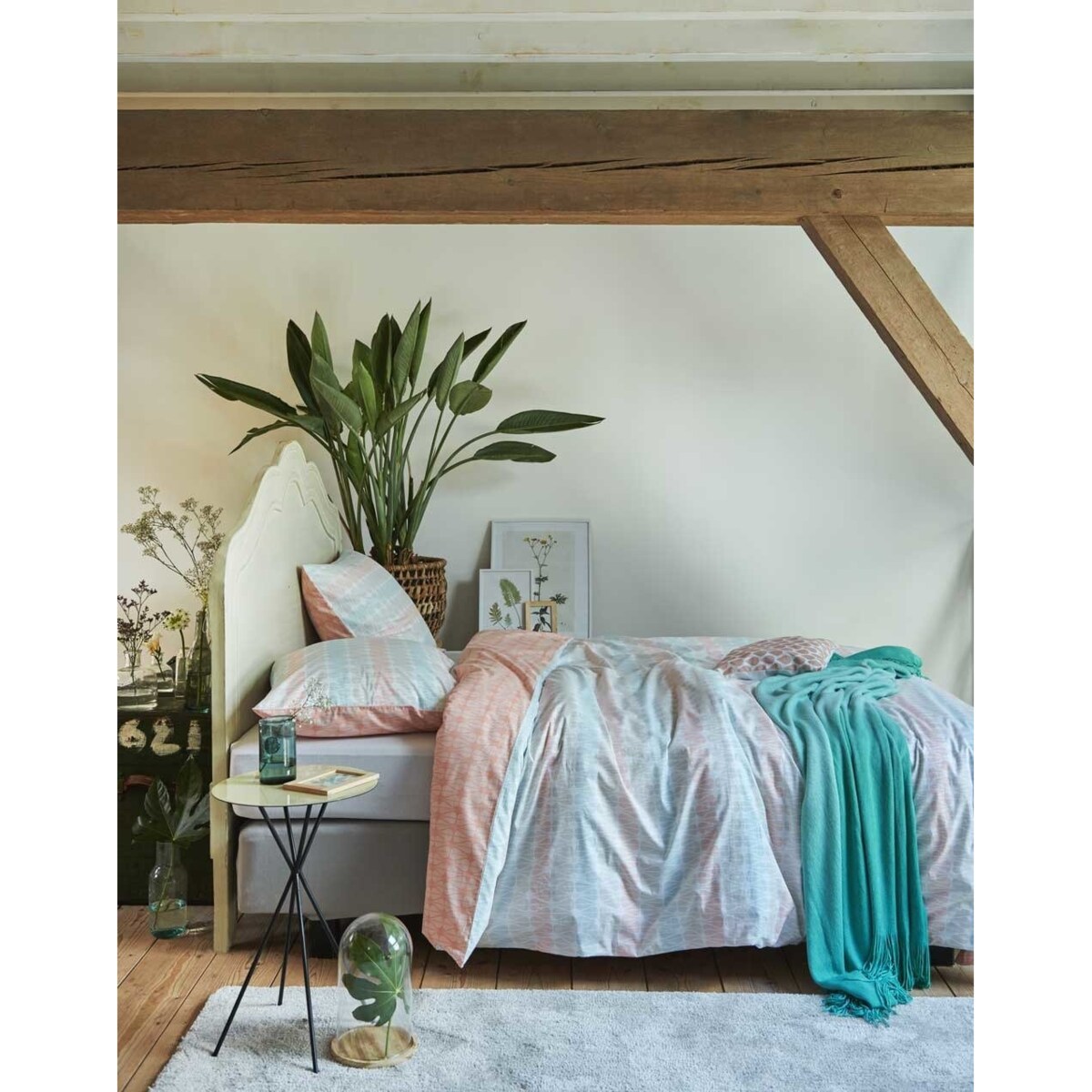 Kolorowy komplet pościeli z bawełny perkalowej ze wzorem, nowoczesna pościel, pościel dwustronna, pościel bawełniana, Esprit, 200 x 220 cm